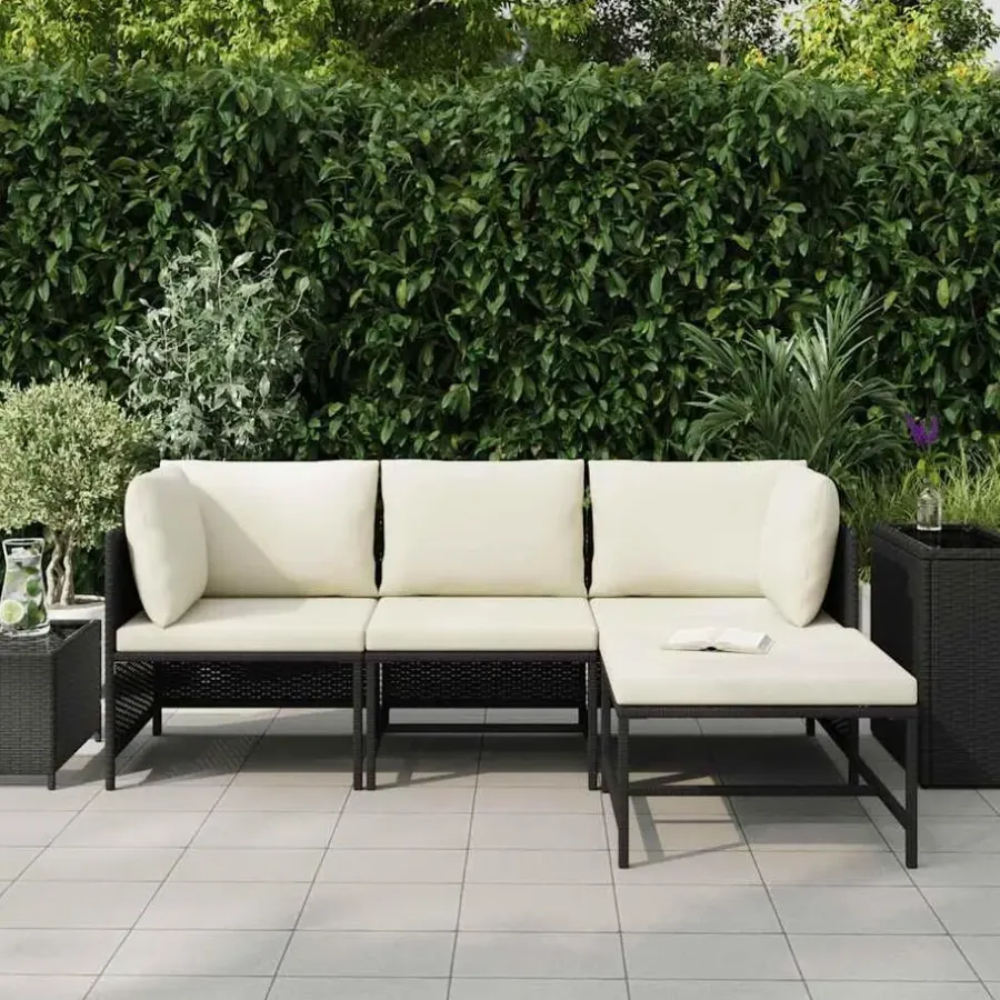 Loungesets-vidaXL - Tuinstoel - Zwart - Rattan