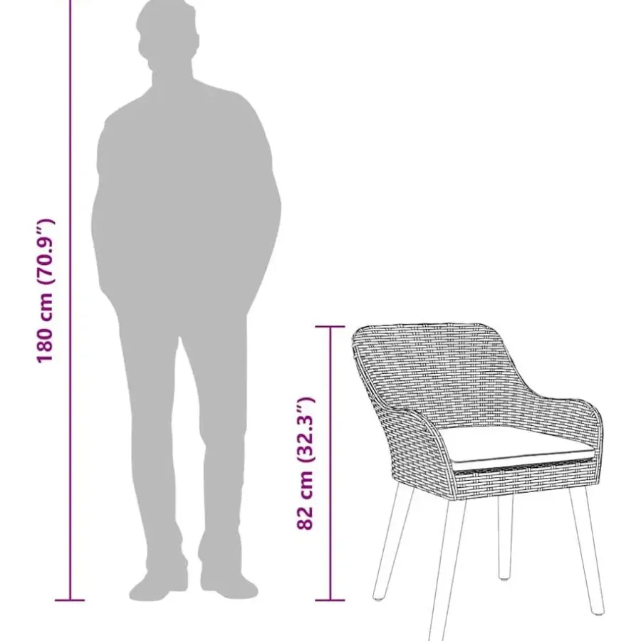 vidaXL - Tuinstoel - Zwart - Poly rattan - 55 x 62.5 x 82cm