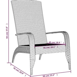 vidaXL - Tuinstoel Adirondack - Zwart - Poly rattan