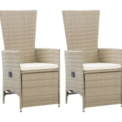 Tuinstoelen-vidaXL - Tuinstoelen - Beige - Poly rattan - 2 stuks - Met kussens