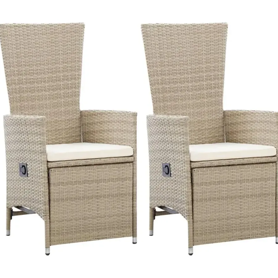 Tuinstoelen-vidaXL - Tuinstoelen - Beige - Poly rattan - 2 stuks - Met kussens