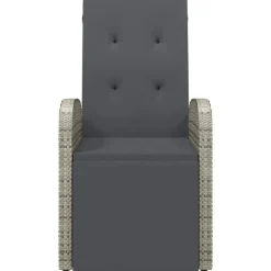vidaXL - Tuinstoelen - Grijs - Poly rattan - 2 stuks - Verstelbaar - Met kussens