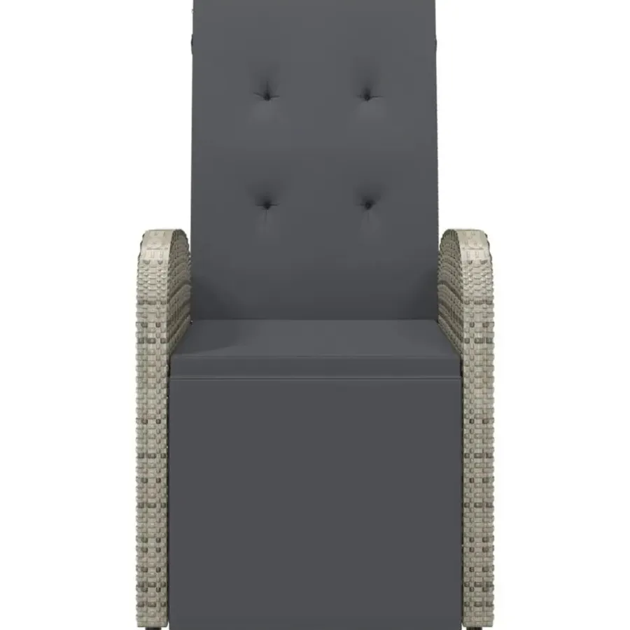 vidaXL - Tuinstoelen - Grijs - Poly rattan - 2 stuks - Verstelbaar - Met kussens
