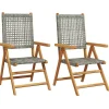 Tuinstoelen-vidaXL - Tuinstoelen - Grijs - Acaciahout en poly rattan - 2 stuks
