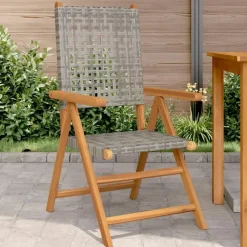 Tuinstoelen-vidaXL - Tuinstoelen - Grijs - Acaciahout en poly rattan - 2 stuks