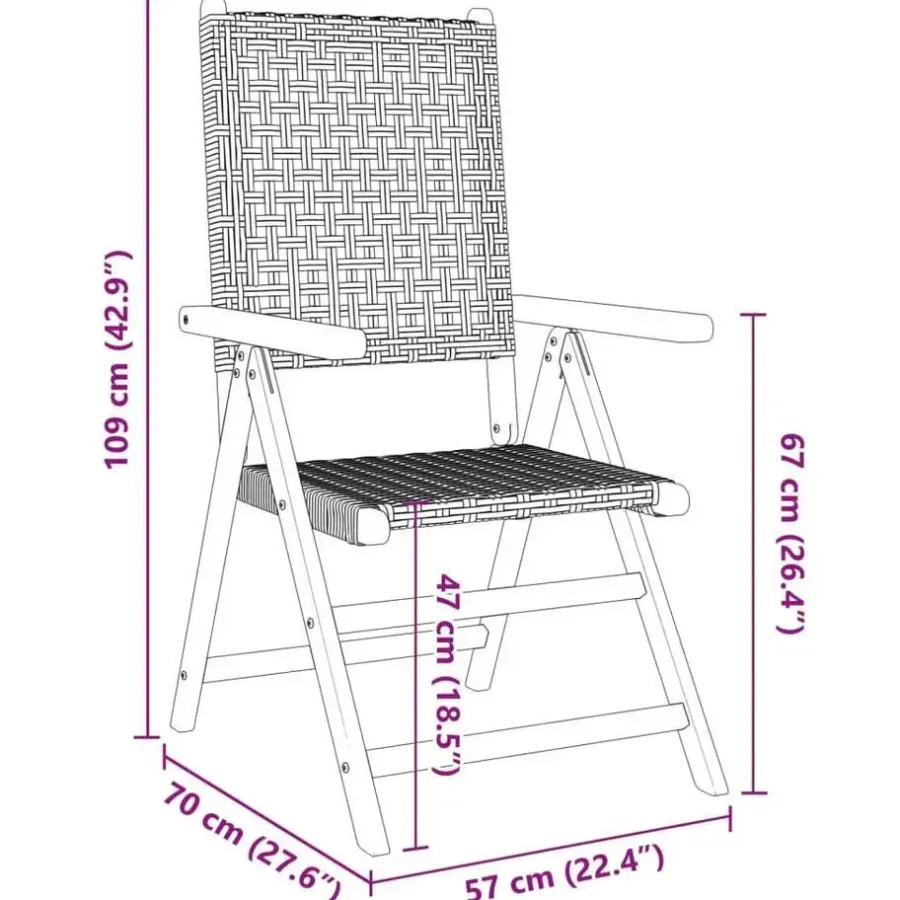Tuinstoelen-vidaXL - Tuinstoelen - Grijs - Acaciahout en poly rattan - 2 stuks