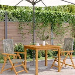 Tuinstoelen-vidaXL - Tuinstoelen - Grijs - Acaciahout en poly rattan - 2 stuks