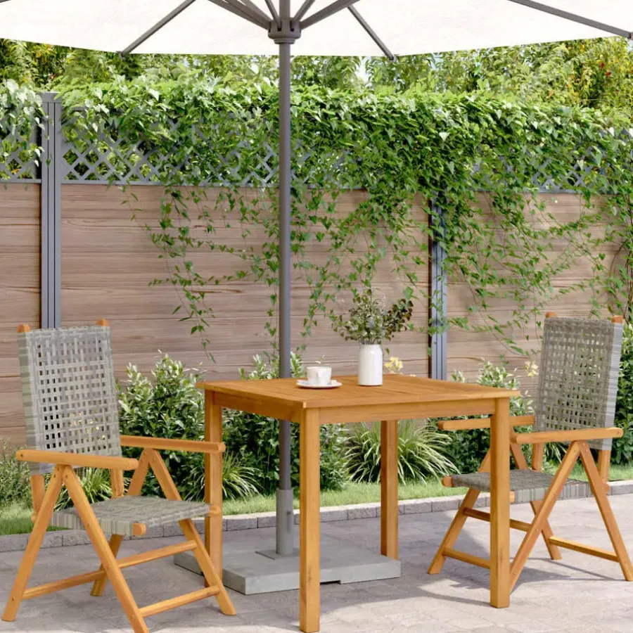 Tuinstoelen-vidaXL - Tuinstoelen - Grijs - Acaciahout en poly rattan - 2 stuks
