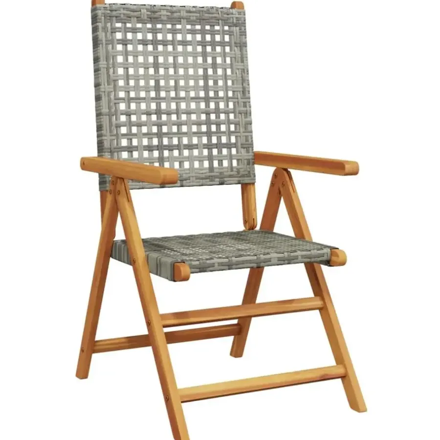 Tuinstoelen-vidaXL - Tuinstoelen - Grijs - Acaciahout en poly rattan - 2 stuks