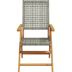 Tuinstoelen-vidaXL - Tuinstoelen - Grijs - Acaciahout en poly rattan - 2 stuks