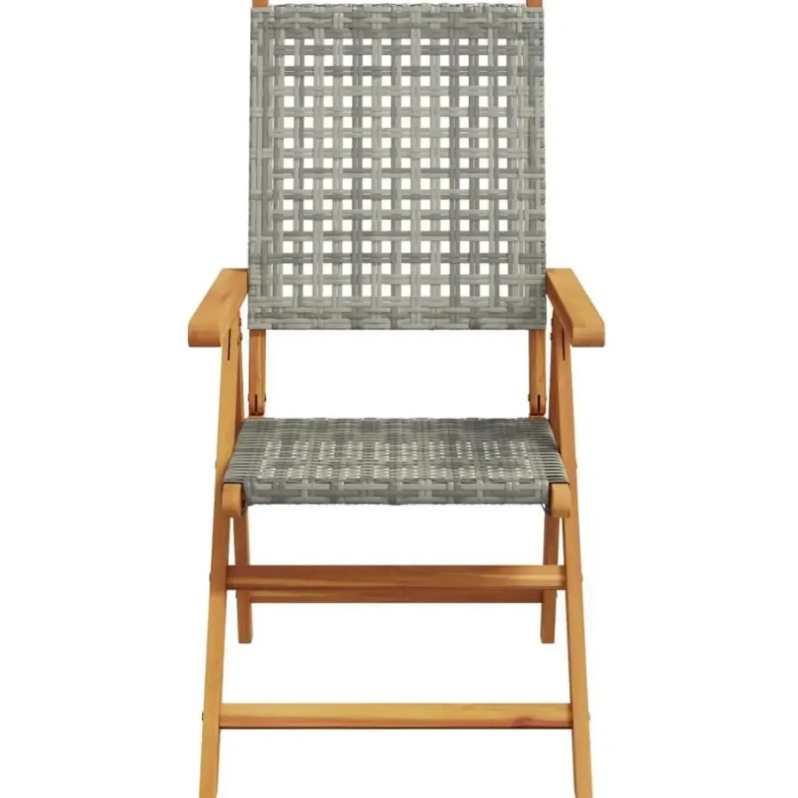 Tuinstoelen-vidaXL - Tuinstoelen - Grijs - Acaciahout en poly rattan - 2 stuks