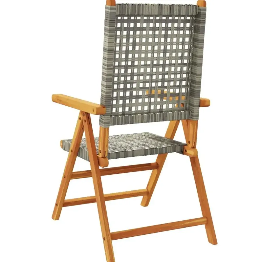 Tuinstoelen-vidaXL - Tuinstoelen - Grijs - Acaciahout en poly rattan - 2 stuks