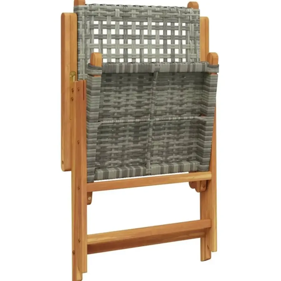 Tuinstoelen-vidaXL - Tuinstoelen - Grijs - Acaciahout en poly rattan - 2 stuks