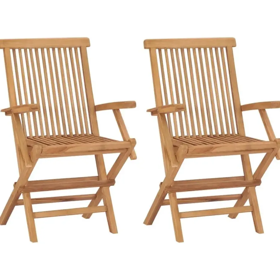 Tuinstoelen-vidaXL - Tuinstoelen - Inklapbaar - Massief teakhout - 2 stuks