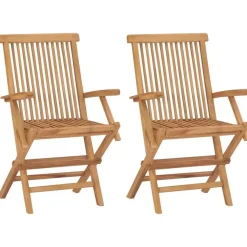 Tuinstoelen-vidaXL - Tuinstoelen - Inklapbaar - Massief teakhout - 2 stuks
