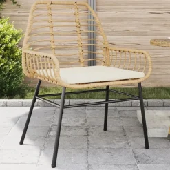 Tuinstoelen-vidaXL - Tuinstoelen - Kussens - Bruin - Poly rattan - 2 stuks