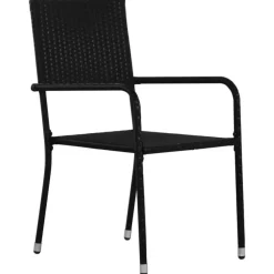 Tuinstoelen-vidaXL - Tuinstoelen - Stapelbaar - Zwart - Poly rattan - 2 stuks