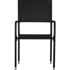 Tuinstoelen-vidaXL - Tuinstoelen - Stapelbaar - Zwart - Poly rattan - 2 stuks