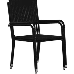 Tuinstoelen-vidaXL - Tuinstoelen - Stapelbaar - Zwart - Poly rattan - 2 stuks