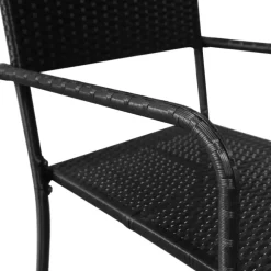Tuinstoelen-vidaXL - Tuinstoelen - Stapelbaar - Zwart - Poly rattan - 2 stuks
