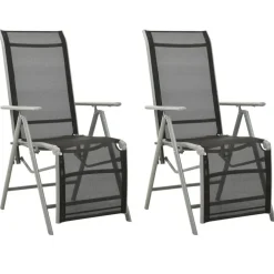 vidaXL - Tuinstoelen - Zilverkleurig - Aluminium - 2 stuks - Verstelbaar