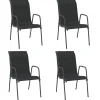 Tuinstoelen-vidaXL - Tuinstoelen - Zwart - Staal en textileen - 4 stuks