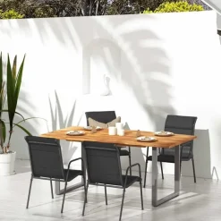 Tuinstoelen-vidaXL - Tuinstoelen - Zwart - Staal en textileen - 4 stuks
