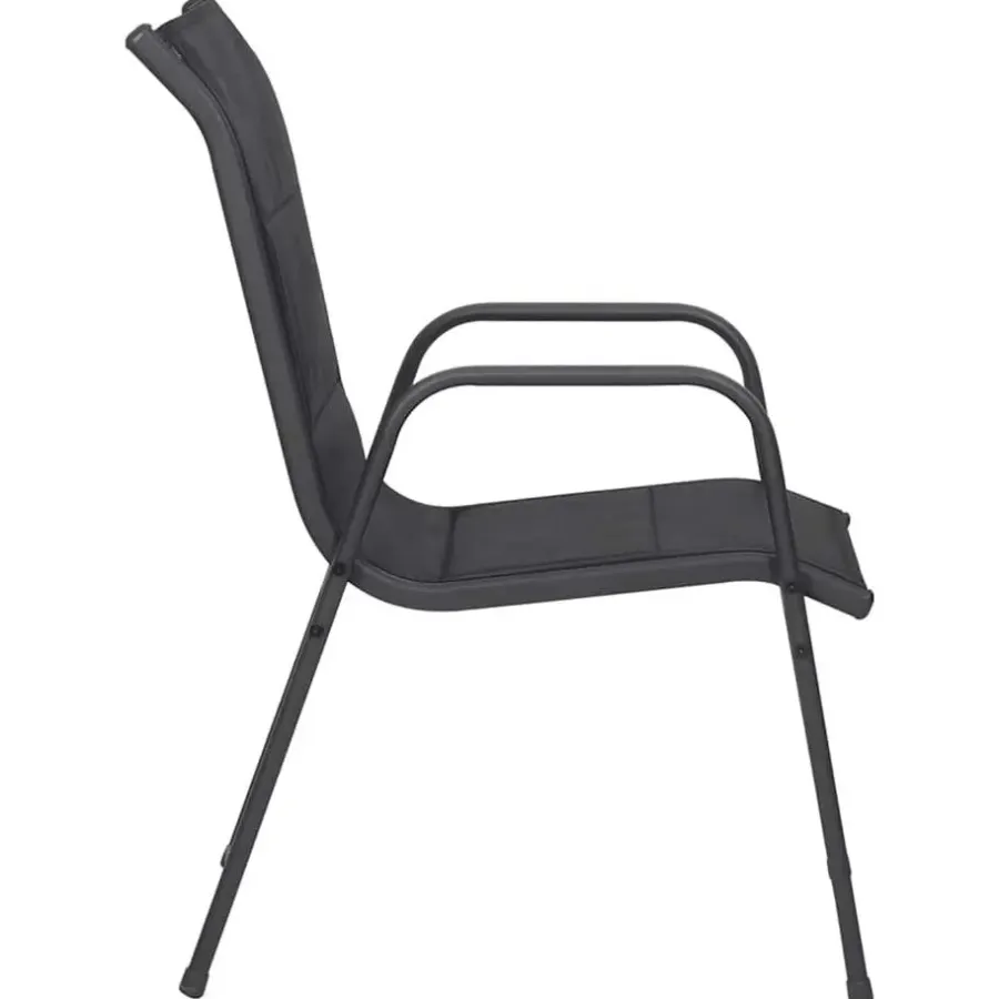 Tuinstoelen-vidaXL - Tuinstoelen - Zwart - Staal en textileen - 4 stuks