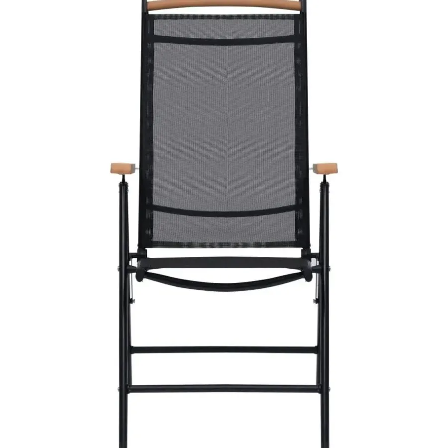vidaXL - Tuinstoelen - Zwart - Aluminium en textileen - 2 stuks - Inklapbaar