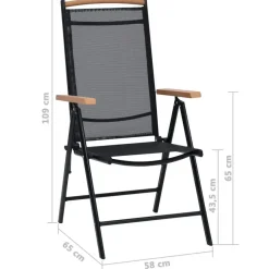 vidaXL - Tuinstoelen - Zwart - Aluminium en textileen - 2 stuks - Inklapbaar