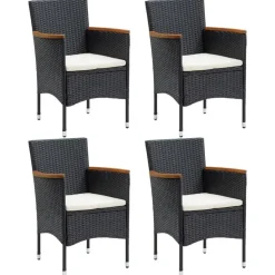 vidaXL - Tuinstoelen - Zwart - Rattan - 4 stuks