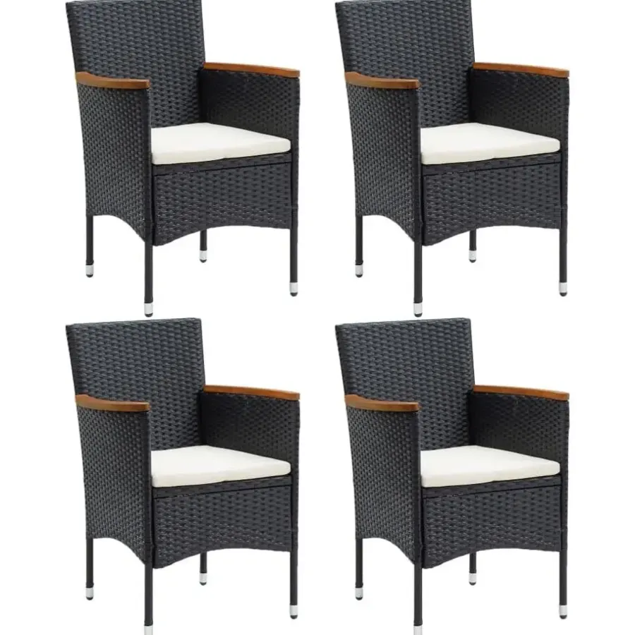 vidaXL - Tuinstoelen - Zwart - Rattan - 4 stuks
