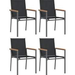 Tuinstoelen-vidaXL - Tuinstoelen - Zwart - Staal - 4 stuks - 55x61,5x90 cm