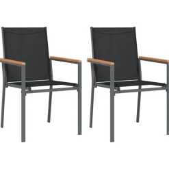 Tuinstoelen-vidaXL - Tuinstoelen - Zwart - Textileen en staal - 2 stuks - 55x61,5x90 cm