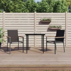Tuinstoelen-vidaXL - Tuinstoelen - Zwart - Textileen en staal - 2 stuks - 55x61,5x90 cm