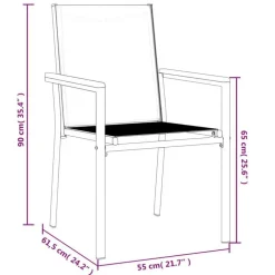 Tuinstoelen-vidaXL - Tuinstoelen - Zwart - Textileen en staal - 2 stuks - 55x61,5x90 cm
