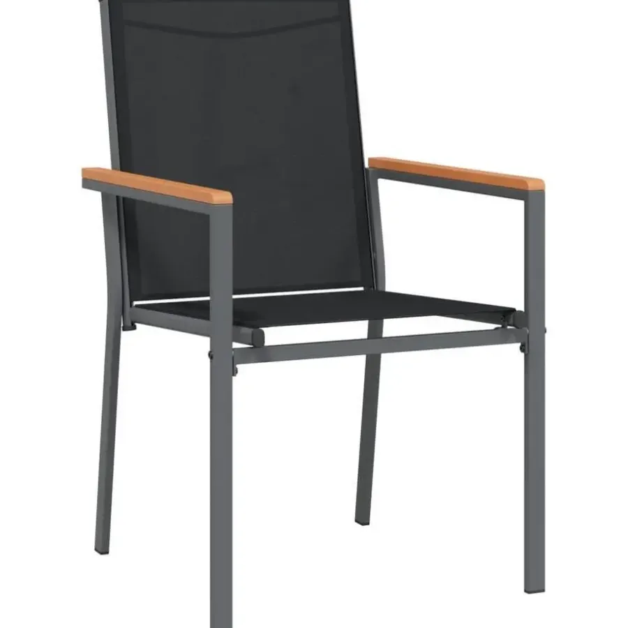 Tuinstoelen-vidaXL - Tuinstoelen - Zwart - Textileen en staal - 2 stuks - 55x61,5x90 cm