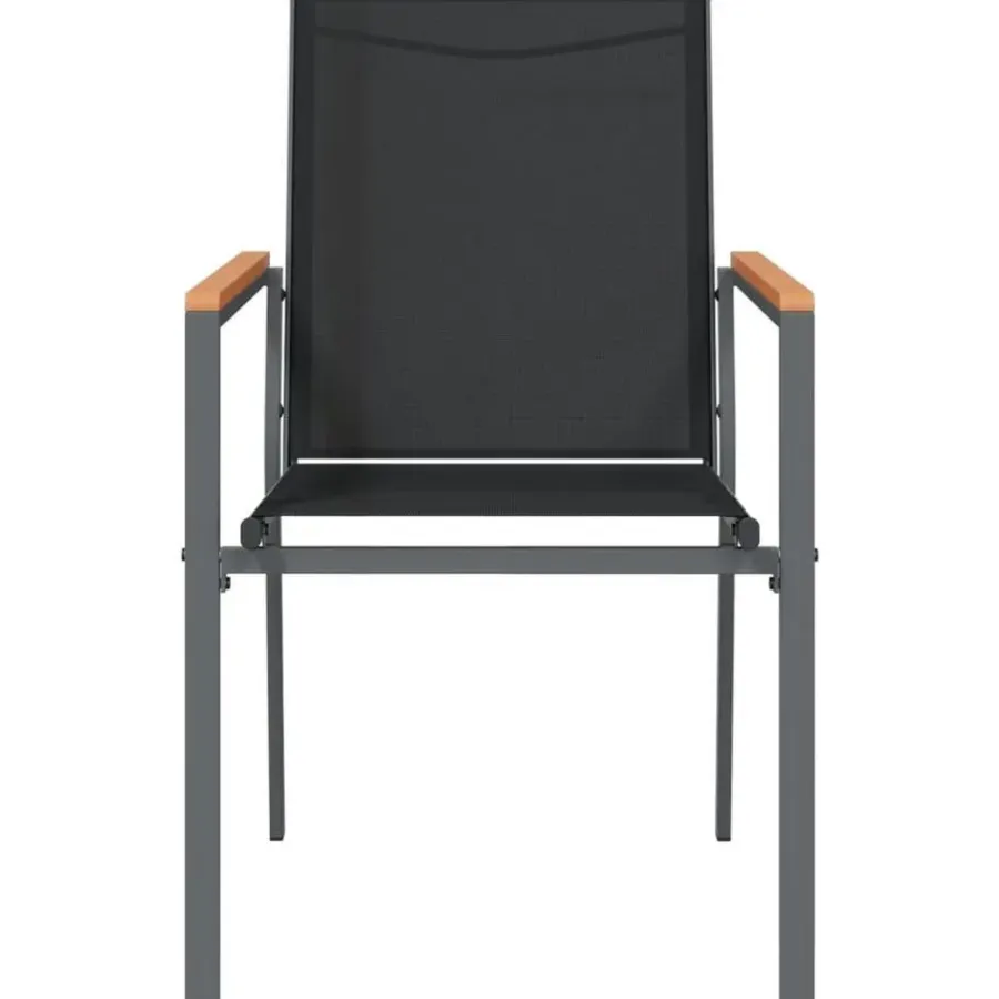 Tuinstoelen-vidaXL - Tuinstoelen - Zwart - Textileen en staal - 2 stuks - 55x61,5x90 cm