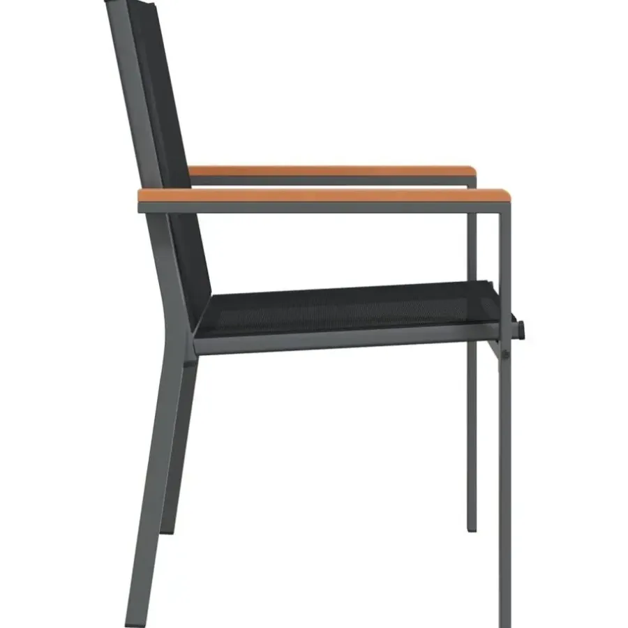 Tuinstoelen-vidaXL - Tuinstoelen - Zwart - Textileen en staal - 2 stuks - 55x61,5x90 cm
