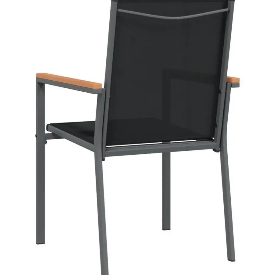 Tuinstoelen-vidaXL - Tuinstoelen - Zwart - Textileen en staal - 2 stuks - 55x61,5x90 cm