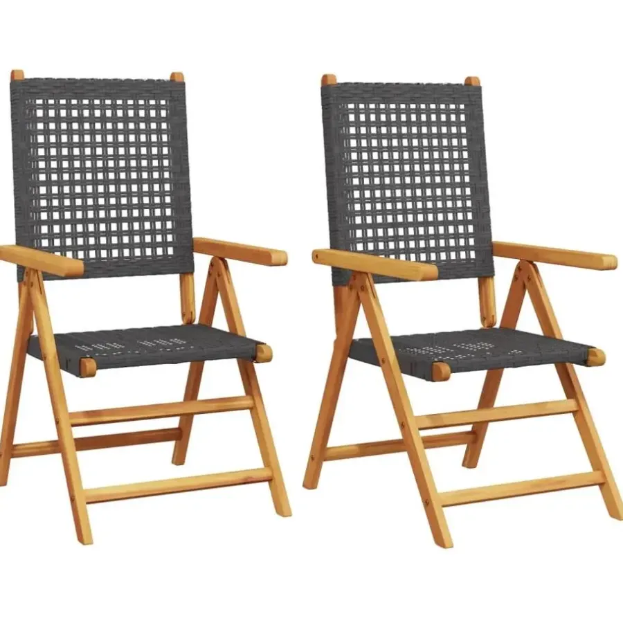 Tuinstoelen-vidaXL - Tuinstoelen - Zwart - Acaciahout - 2 stuks - 57x70x109 cm