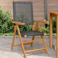 Tuinstoelen-vidaXL - Tuinstoelen - Zwart - Acaciahout - 2 stuks - 57x70x109 cm