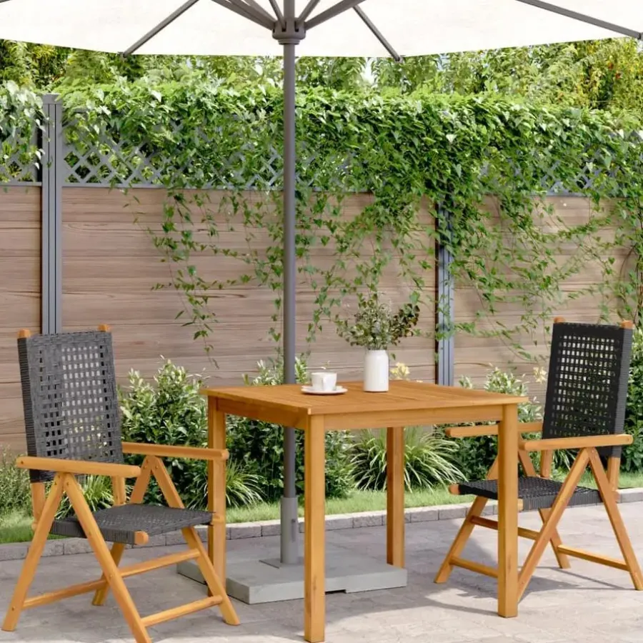 Tuinstoelen-vidaXL - Tuinstoelen - Zwart - Acaciahout - 2 stuks - 57x70x109 cm