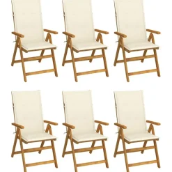 Tuinstoelen-vidaXL - Tuinstoelen inklapbaar met kussens - Massief acaciahout - 6 stuks