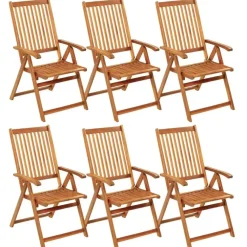Tuinstoelen-vidaXL - Tuinstoelen inklapbaar met kussens - Massief acaciahout - 6 stuks