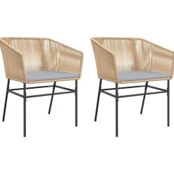 Tuinstoelen-vidaXL - Tuinstoelen -Kussens - Bruin - Poly rattan - 2 stuks