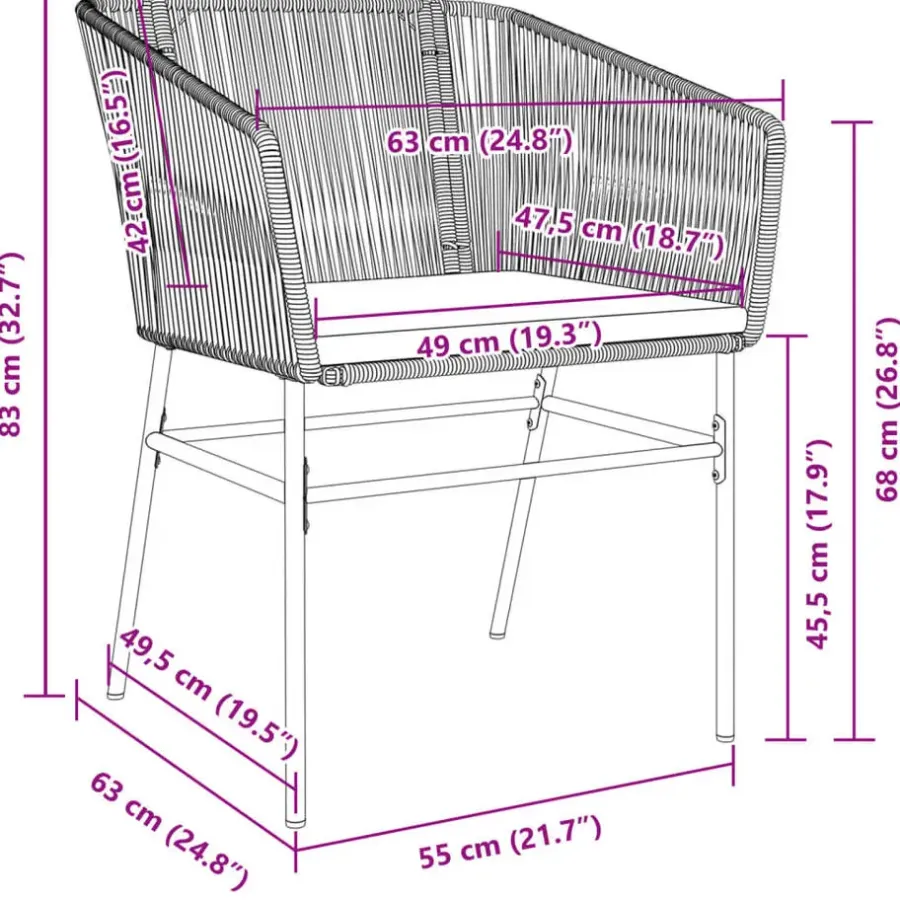 Tuinstoelen-vidaXL - Tuinstoelen -Kussens - Bruin - Poly rattan - 2 stuks