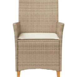 vidaXL - Tuinstoelen met kussens - Beige - Poly rattan en hout - 2 stuks
