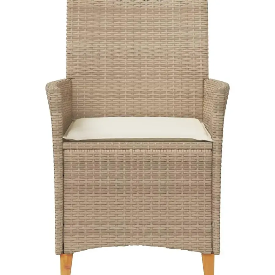 vidaXL - Tuinstoelen met kussens - Beige - Poly rattan en hout - 2 stuks