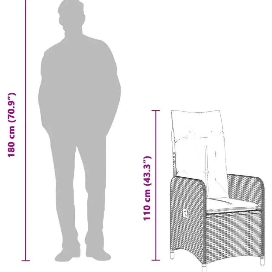 vidaXL - Tuinstoelen met kussens - Grijs - Poly Rattan - 2 stuks